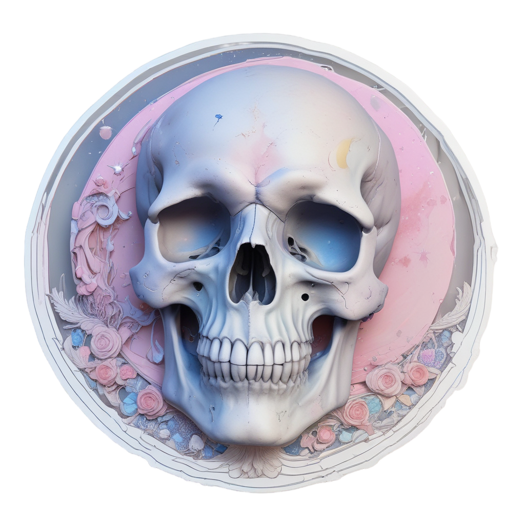 Sleeping Moon Arch Skull — boho skull stickers