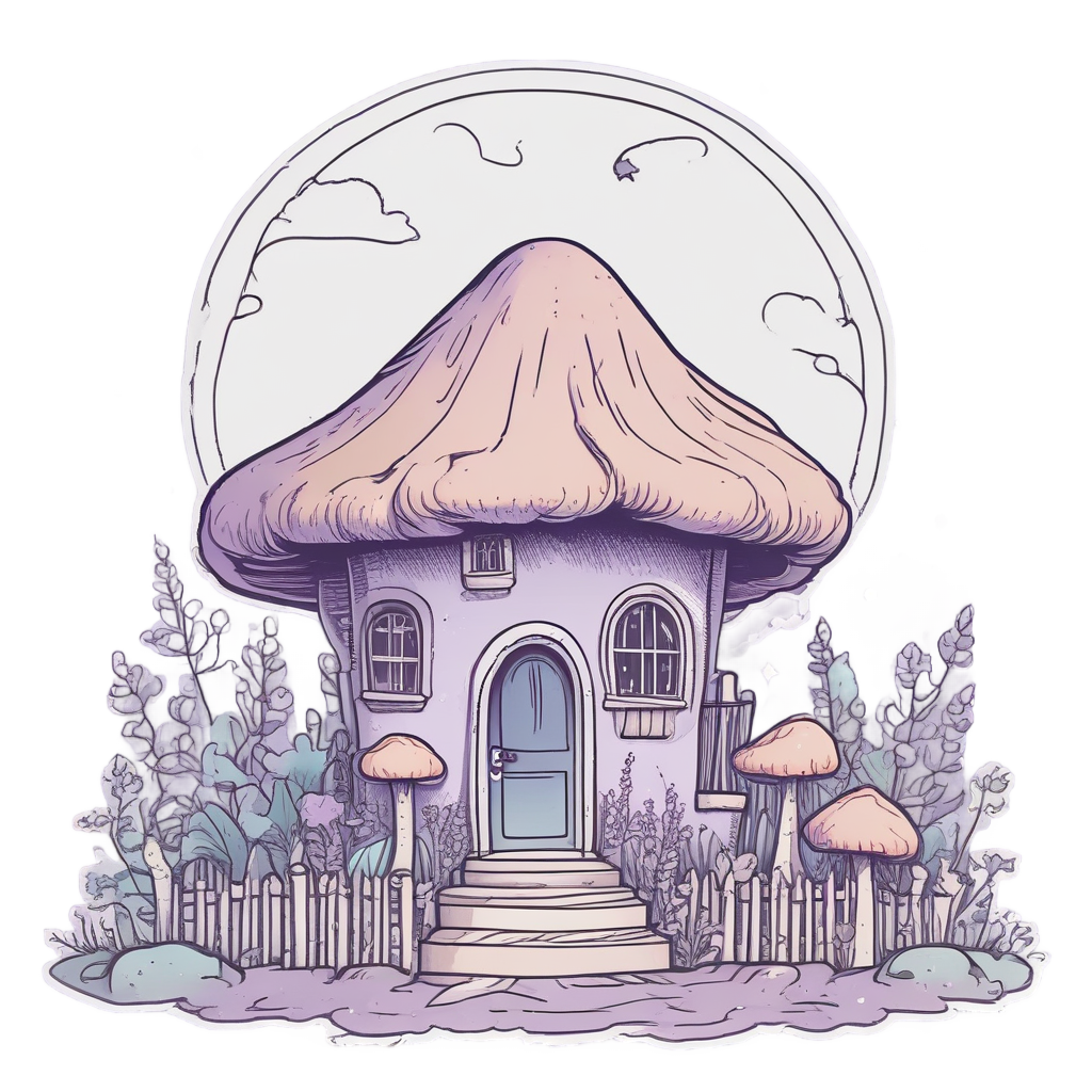 Sleeping Mushroom House Night — cottagecore mushrooms stickers