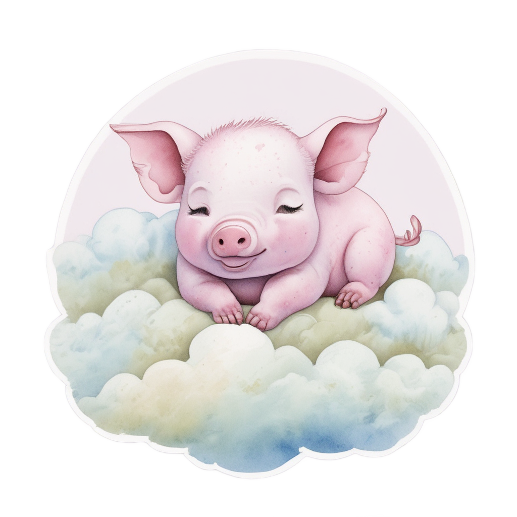 Sleeping Piglet Cloud — farm animals stickers