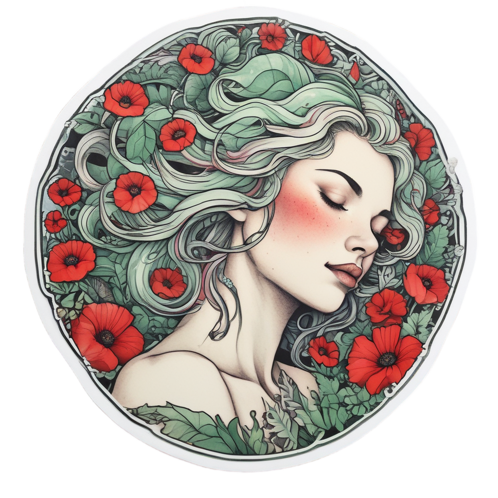 Sleeping Poppy Nymph — wildflowers stickers