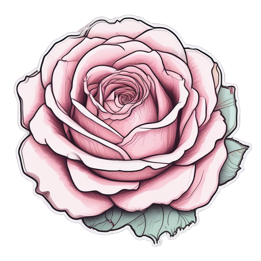 Sleeping Rose with Eyes Closed — single stem stickers