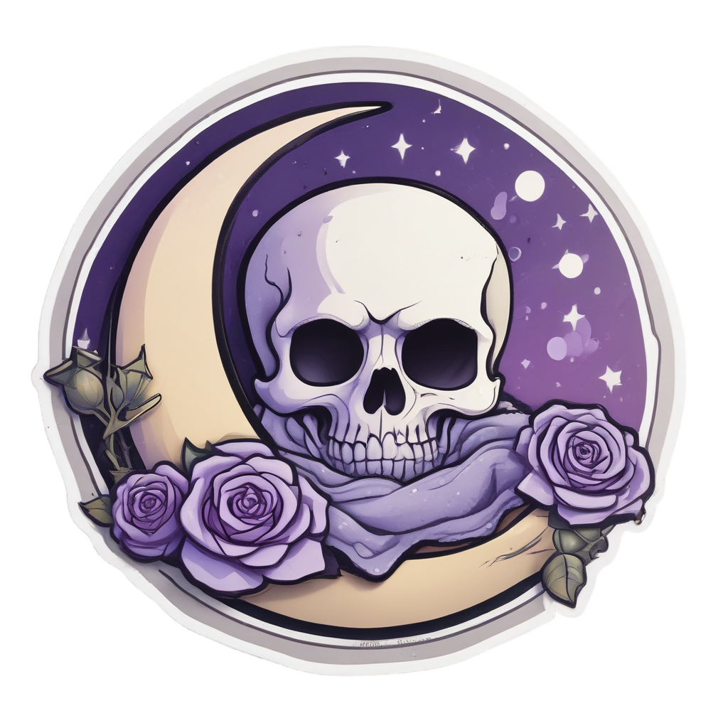 Sleeping Skull Rose — watercolor skull & roses stickers