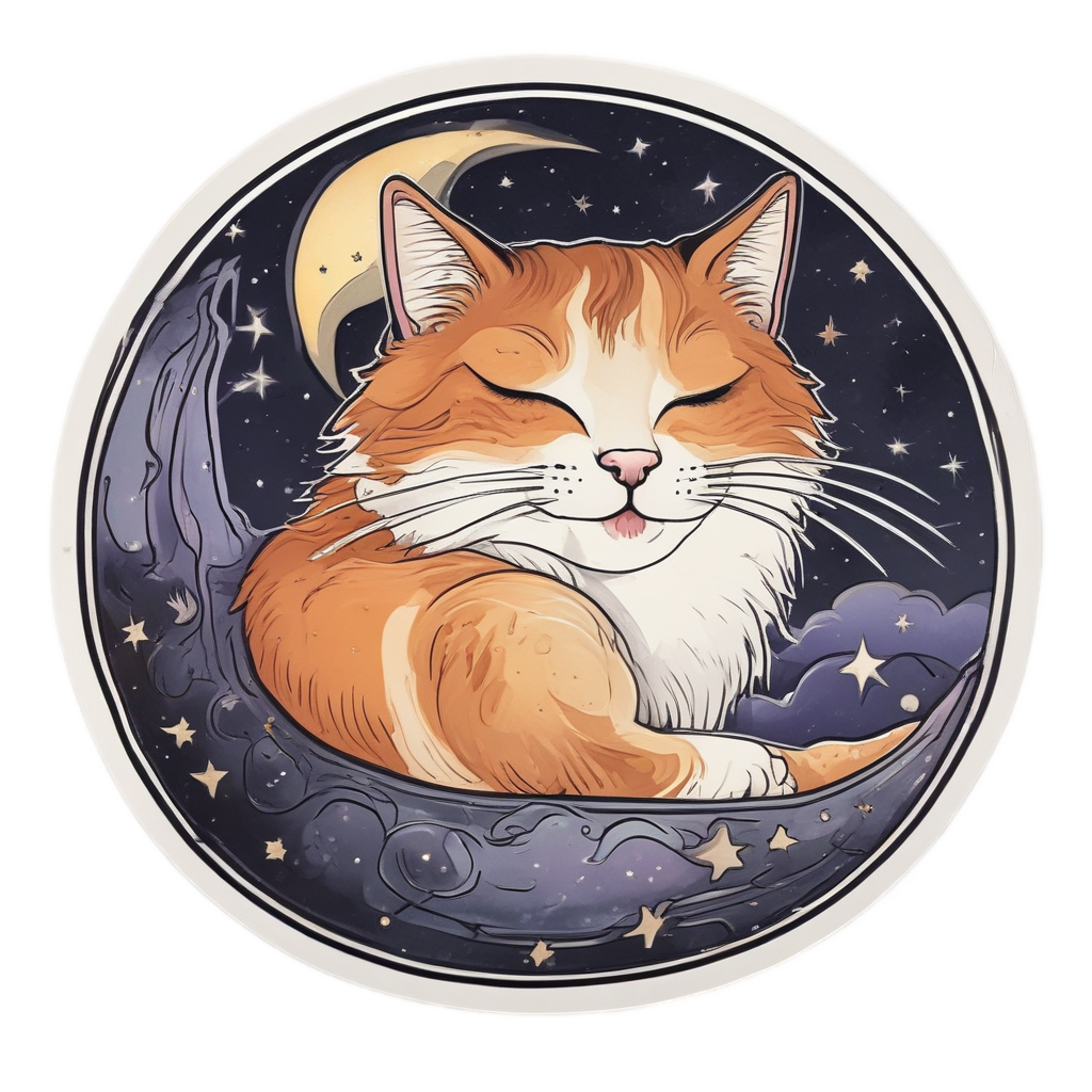 Sleepy Calico Moon Cat — cats stickers
