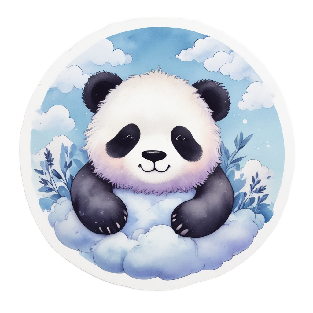 Sleepy Cloud Panda — kawaii animals stickers