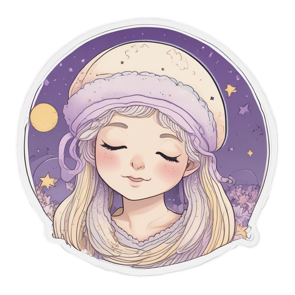 Sleepy Crescent Smile — moon stickers