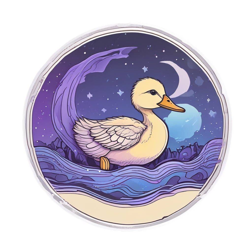 Sleepy Duckling with Moon — farm nursery stickers
