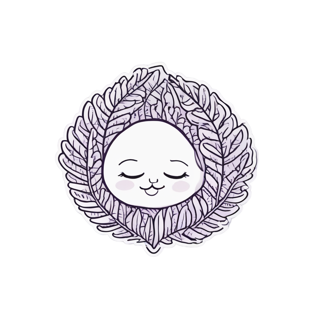 Sleepy Fern at Night — line botanical stickers