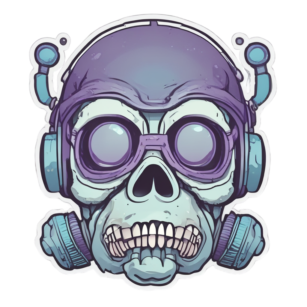 Sleepy gas mask skull — gas mask stickers