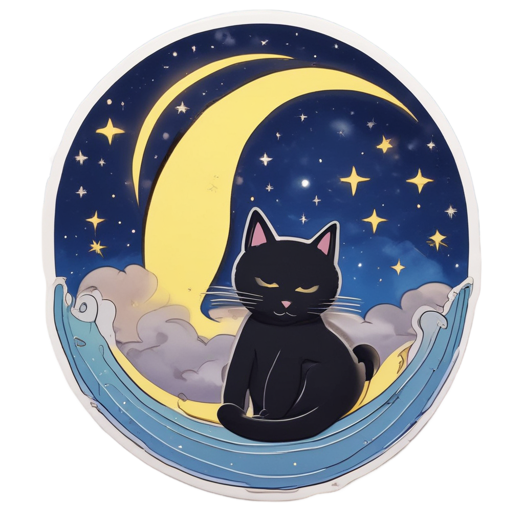 Sleepy Moon Cat — cats stickers