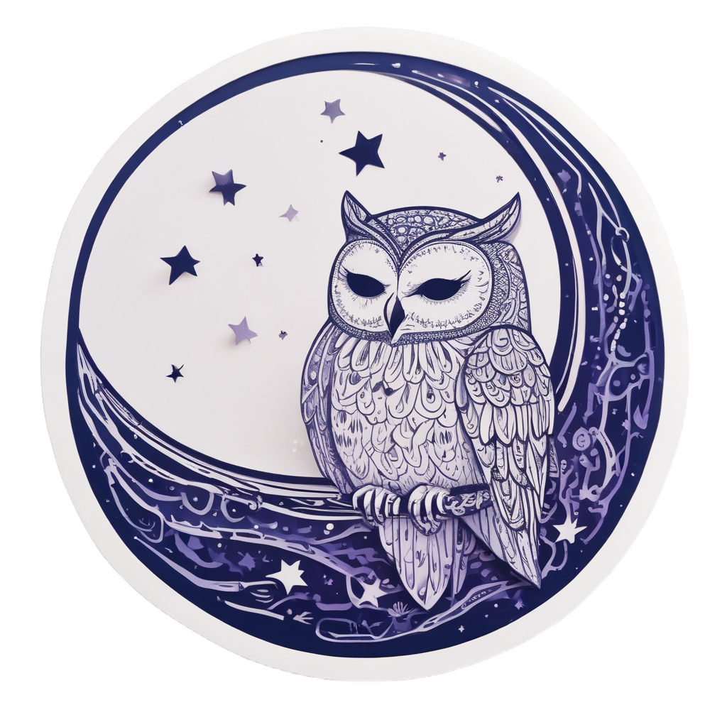 Sleepy Moon-Cradled Owl — woodland nursery stickers