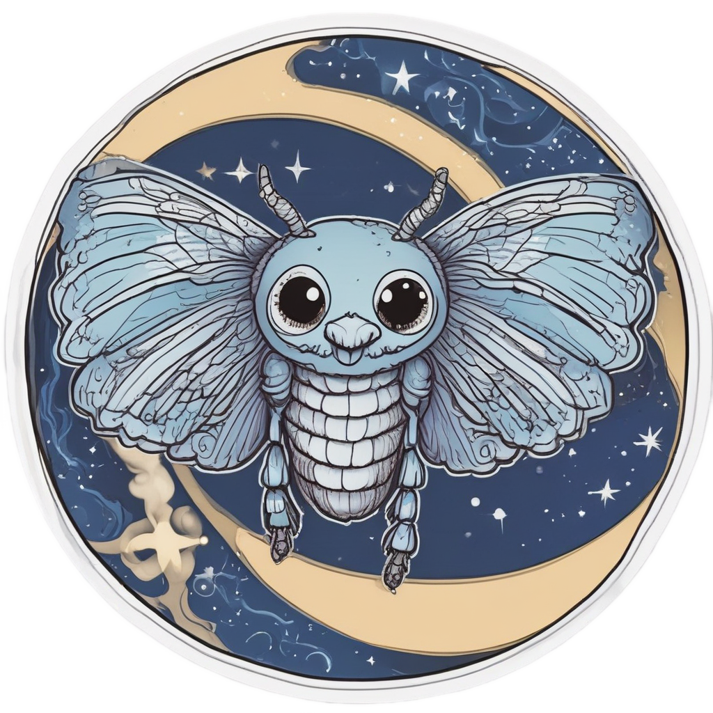 Sleepy Moth on Crescent — moths & ravens stickers