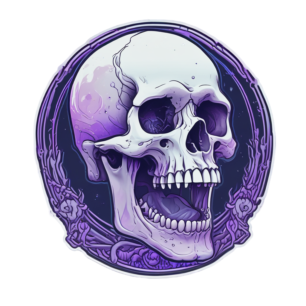 Sleepy Night Skull — neon cyber skull stickers