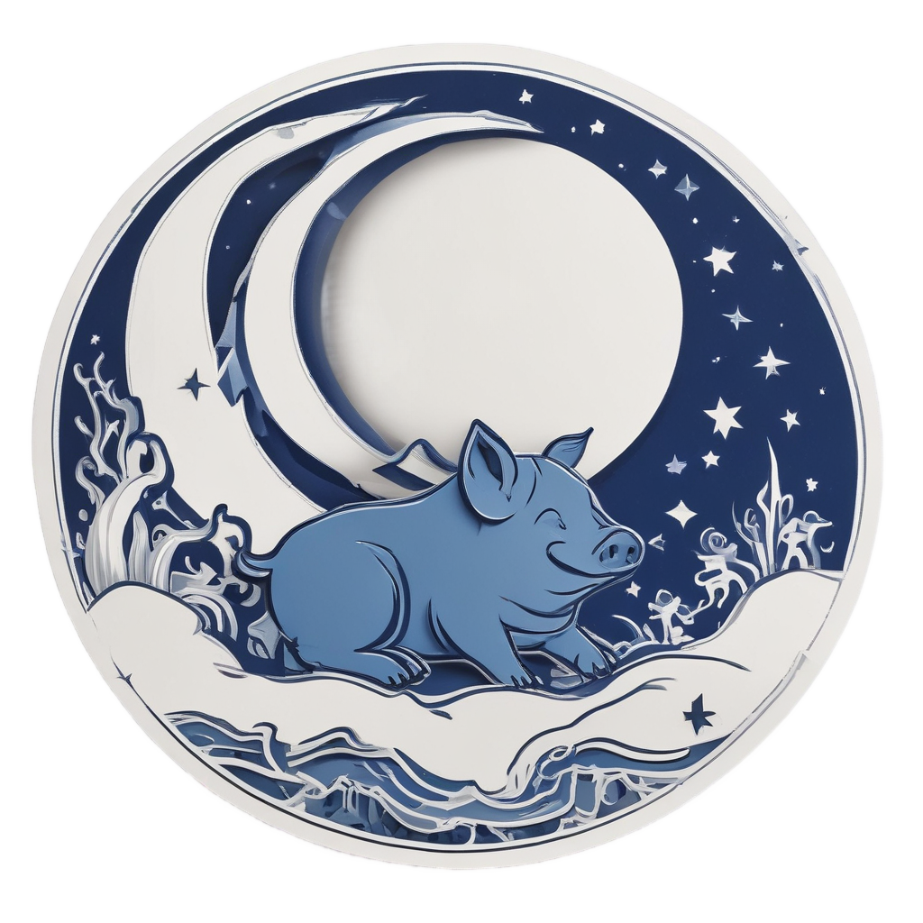Sleepy Pig Starry Night — farm animals stickers