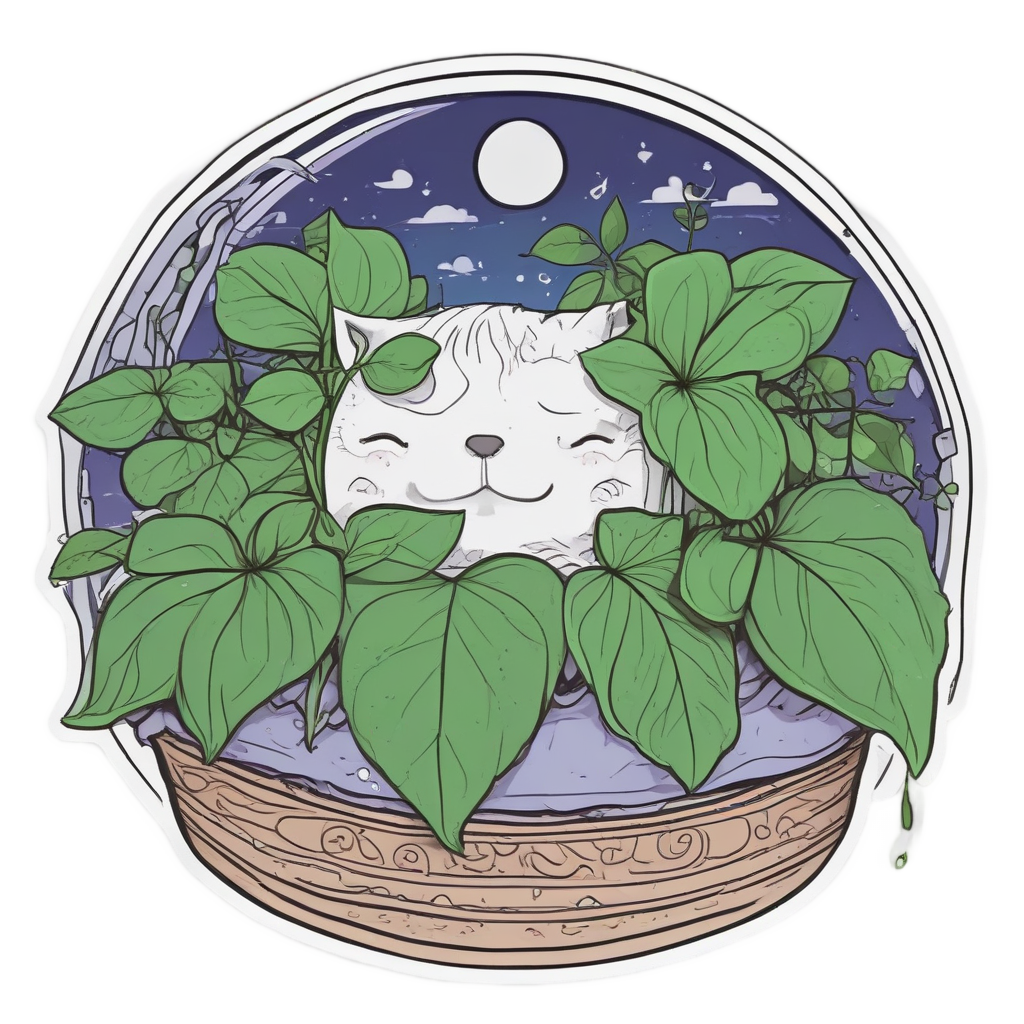 Sleepy Pothos in Bed — houseplants stickers