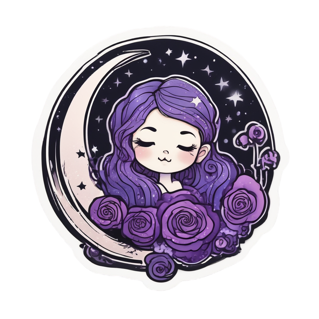 Sleepy Rose Petal Dream — gothic botanical stickers