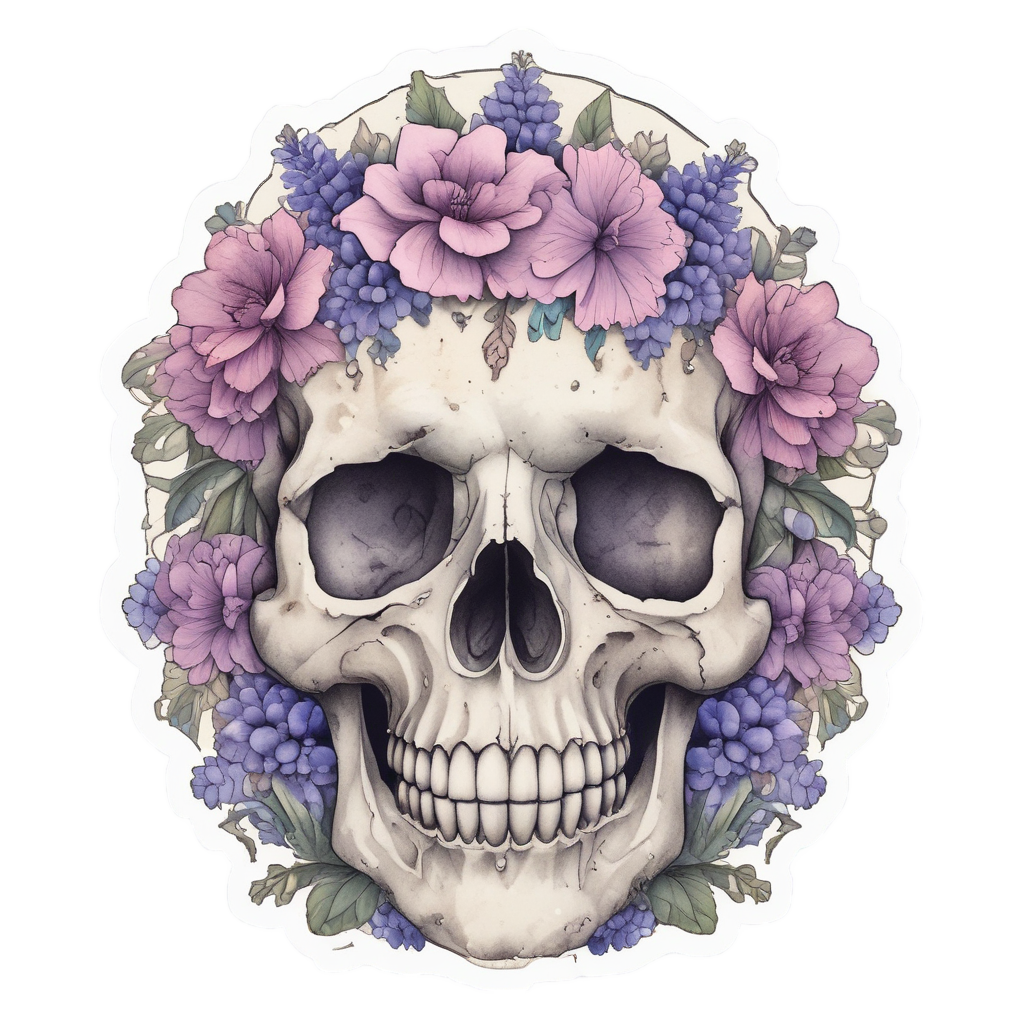 Sleepy Skull Bloom — cute skull stickers