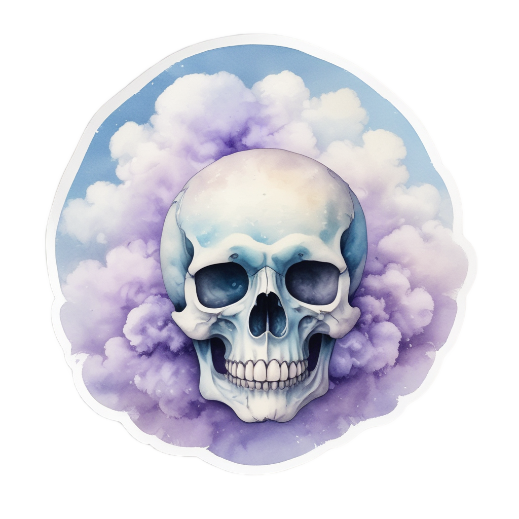 Sleepy Skull On Cloud — cute skull stickers