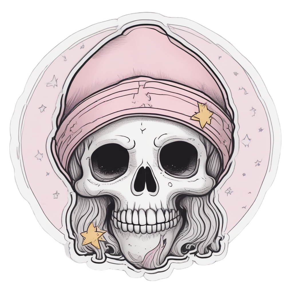 Sleepy Skull with Star — cute skull stickers