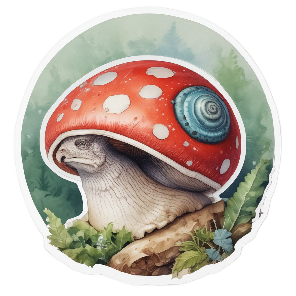 Sleepy Snail on Mushroom — cottagecore mushrooms stickers