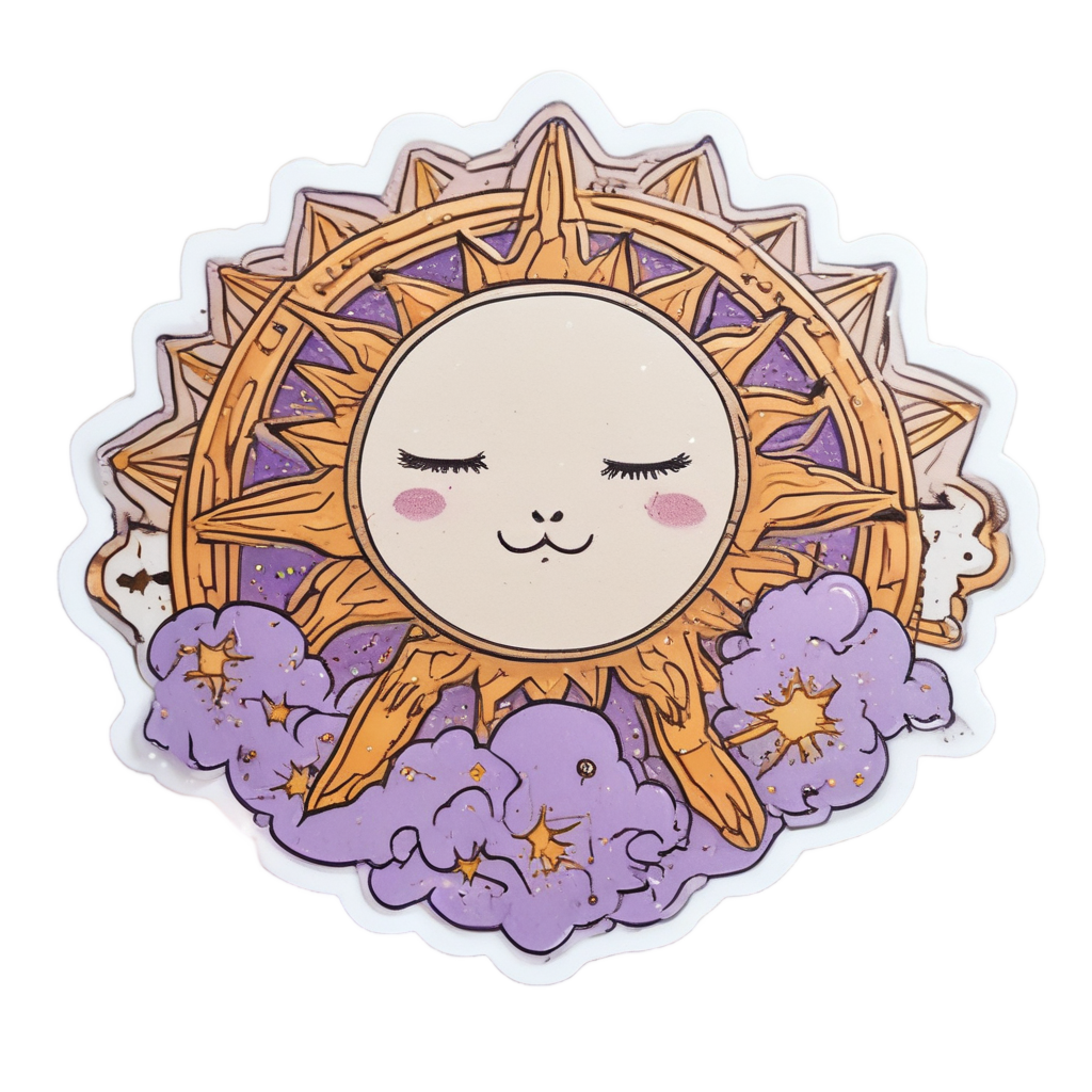 Sleepy Sun with Crescent Moon — boho nursery stickers