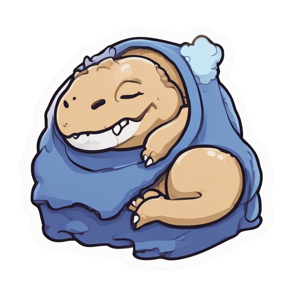 Sleepy T-Rex with Blanket — dinosaurs stickers
