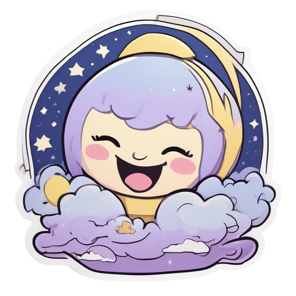 Sleepy Yawning Moon Sticker — moon stickers