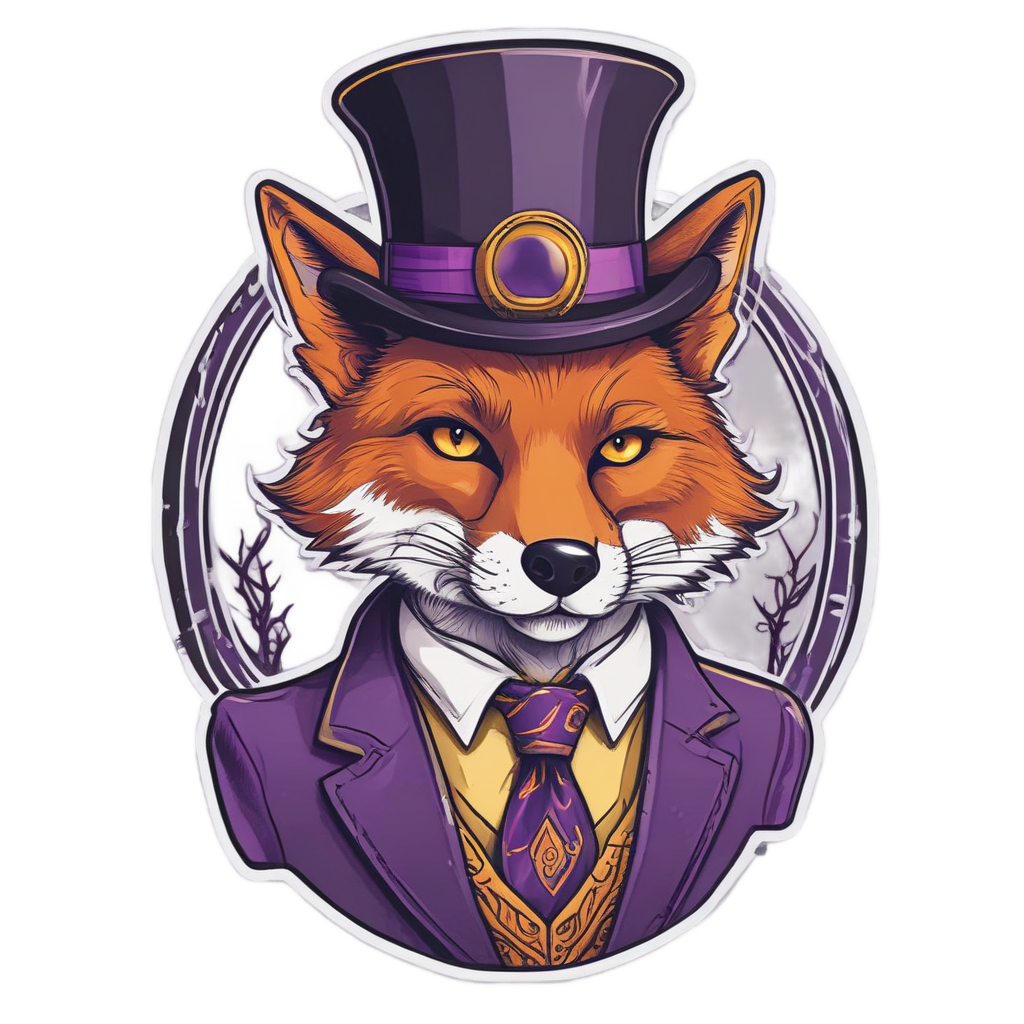 Sly Fox with Top Hat — wildlife stickers
