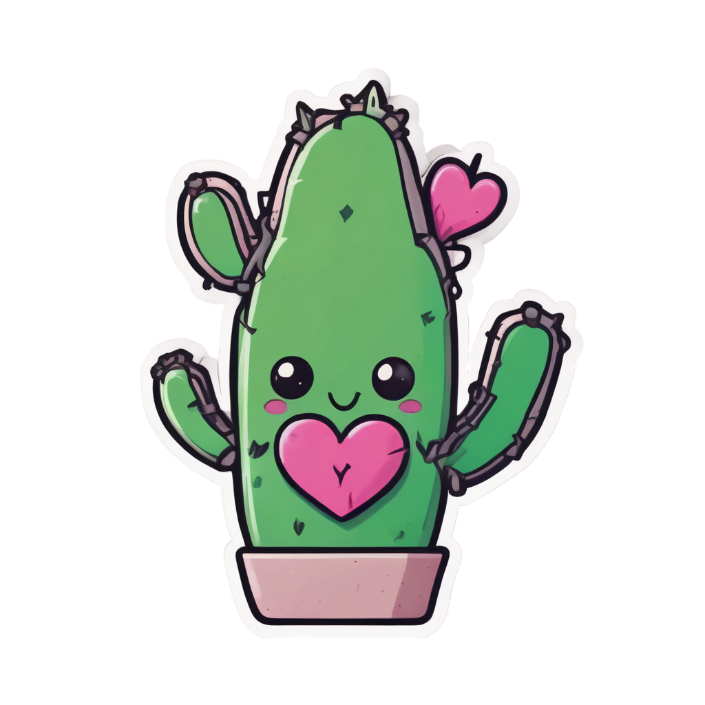 Smiling Cactus with Wire — barbed wire stickers
