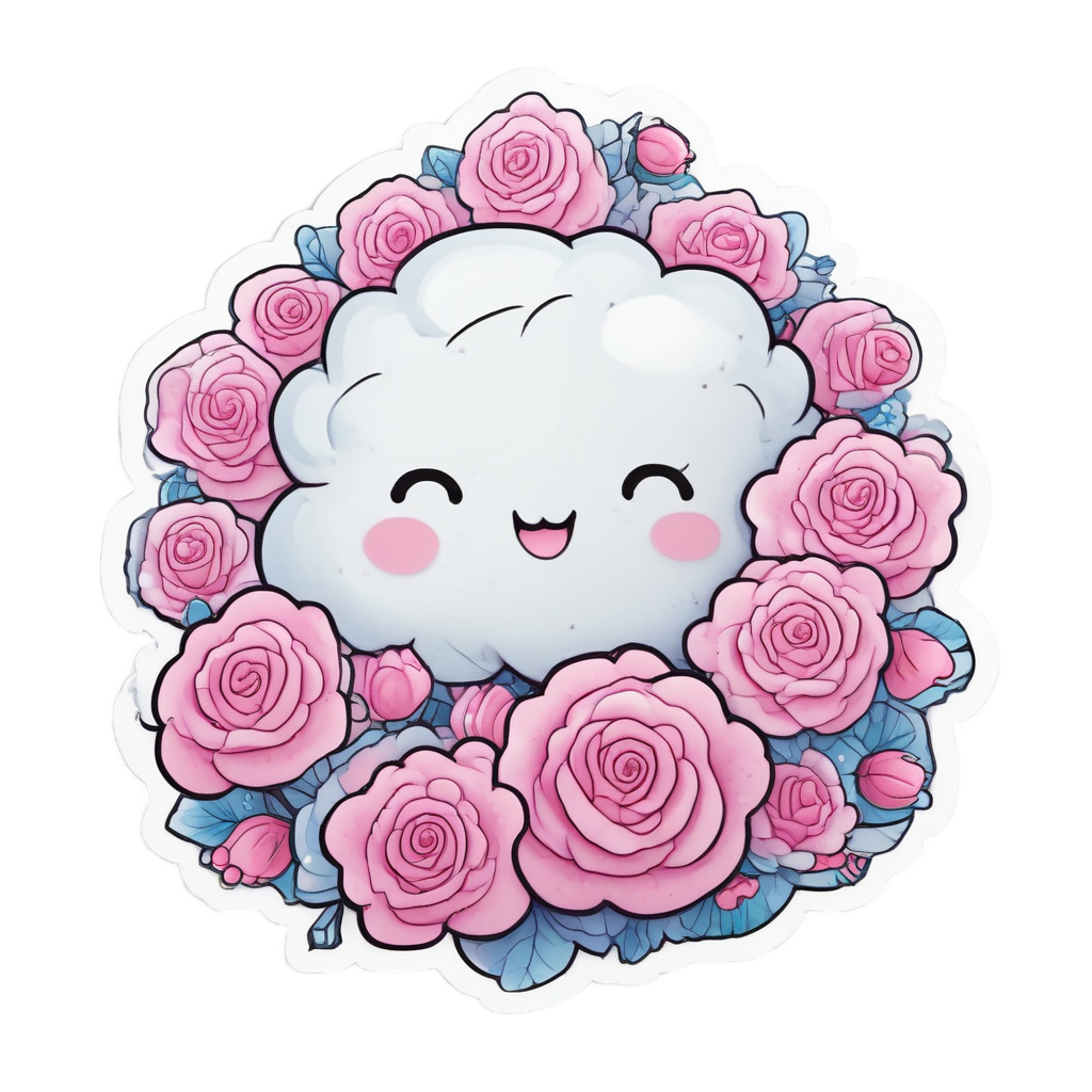 Smiling Rose Cloud — bouquets stickers