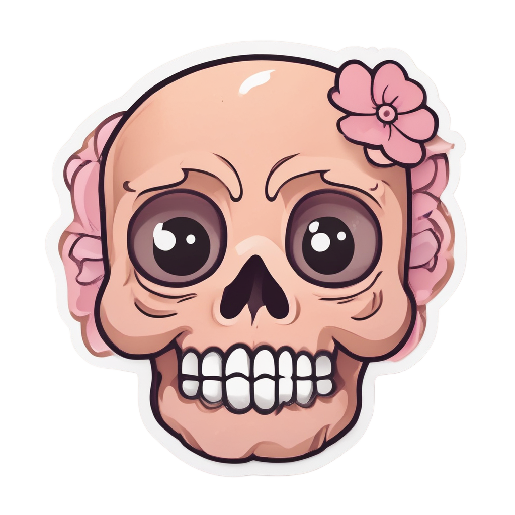 Smiling Skull with Flower — boho skull stickers