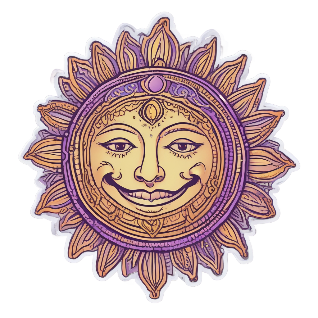 Smiling Sun with Moon — boho nursery stickers