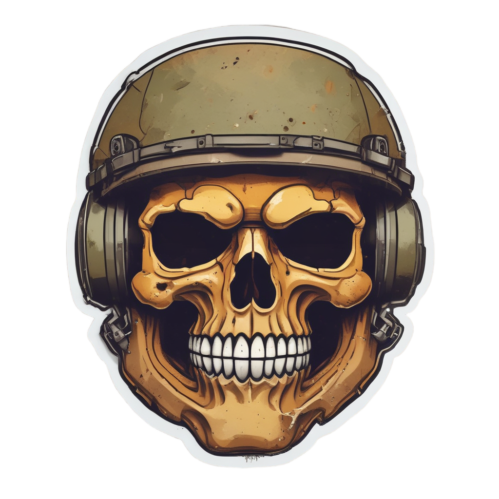 Smirking Ochre Commander — war-paint skull stickers