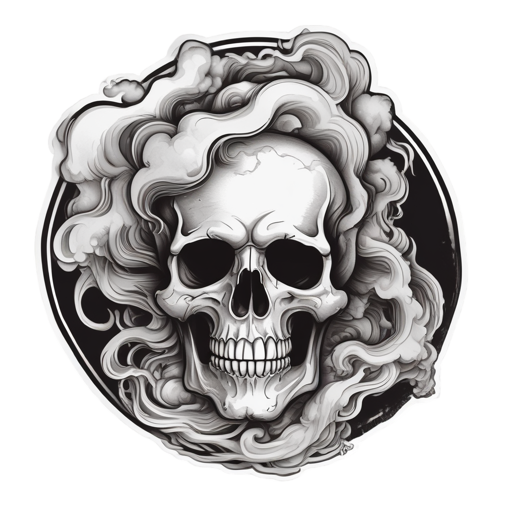 Smoking Skull Cloud — minimal skull stickers