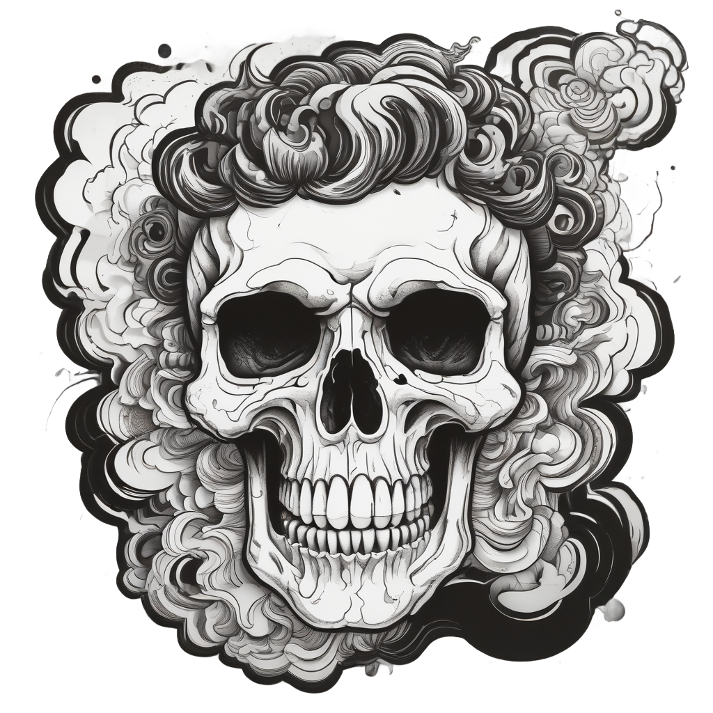 Smoking Skull with Cigarette — minimal skull stickers
