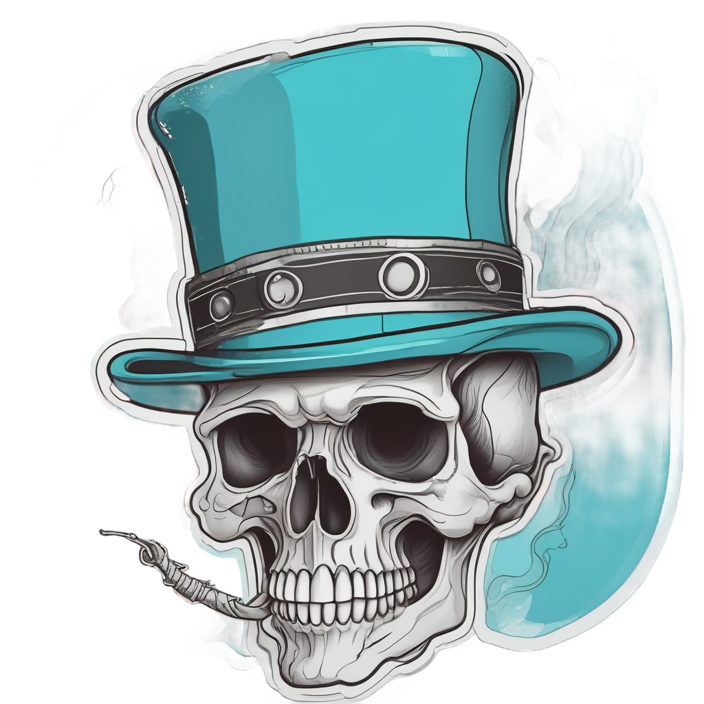 Smoking Top Hat Skull — minimal skull stickers