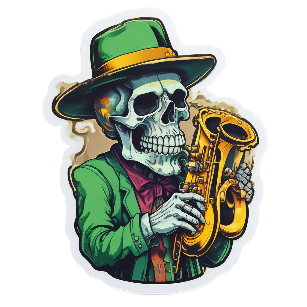 Smoky Jazz Skull — music stickers