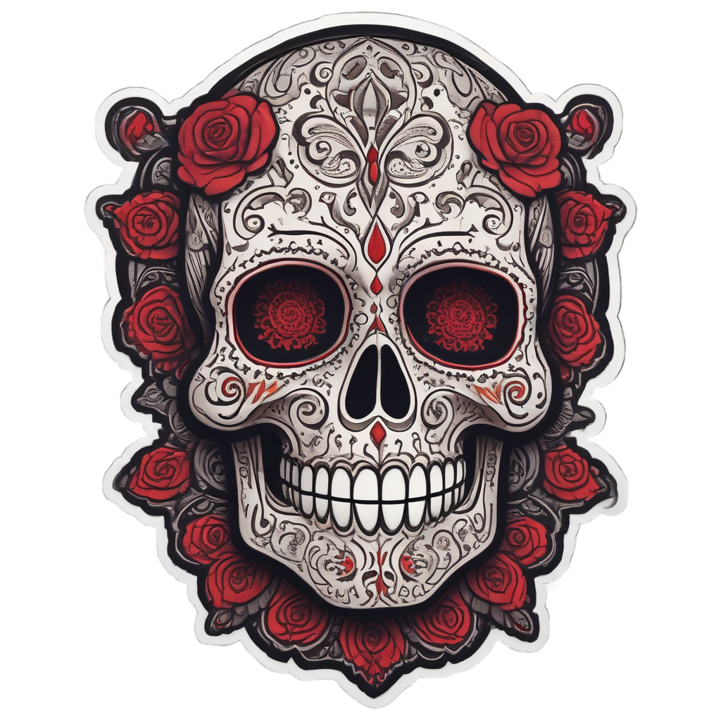 Smoldering Rose Calavera — sugar skull stickers