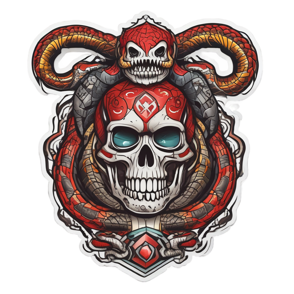 Snake and Skull Coil — warning signage stickers