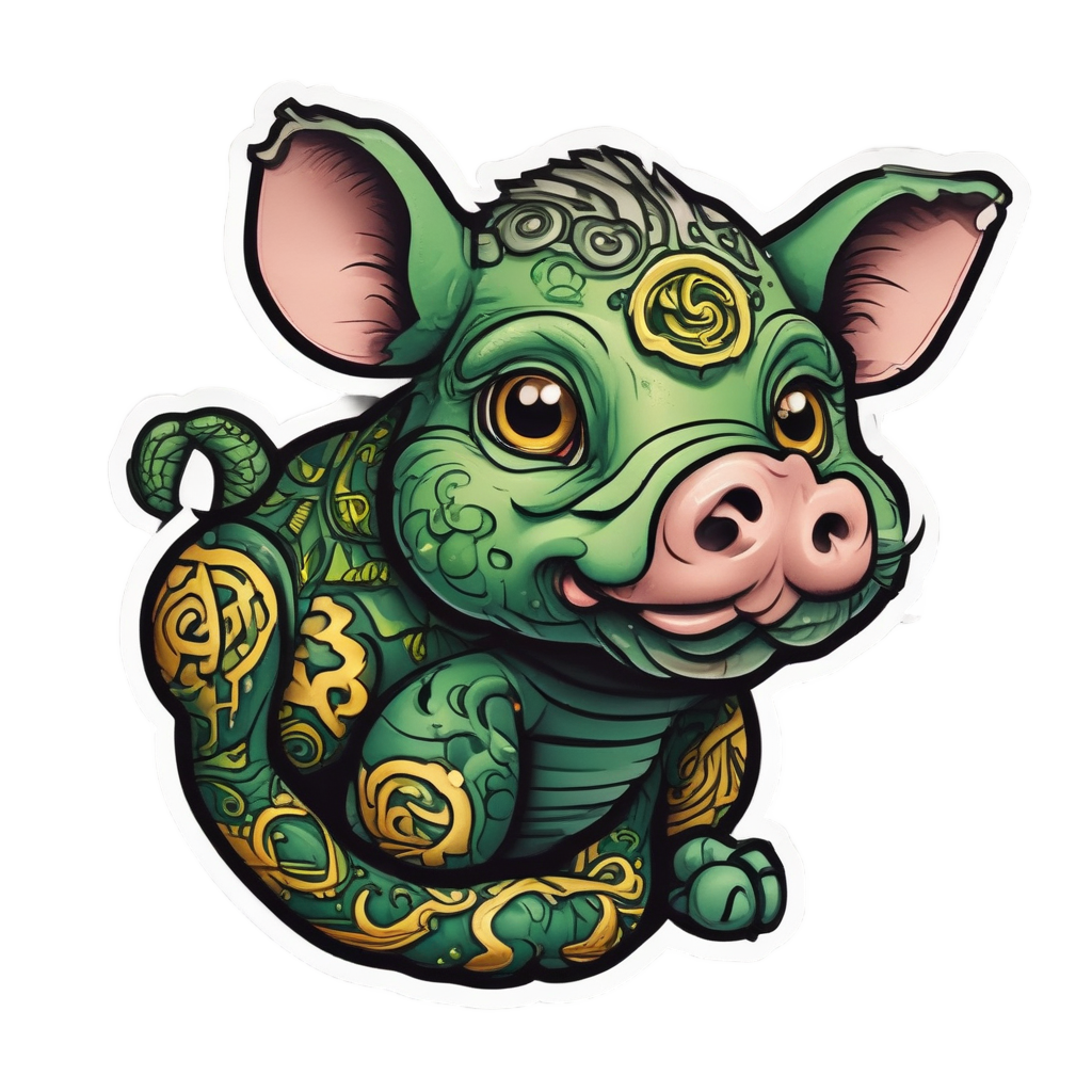 Snake Charmer Pig — farm nursery stickers