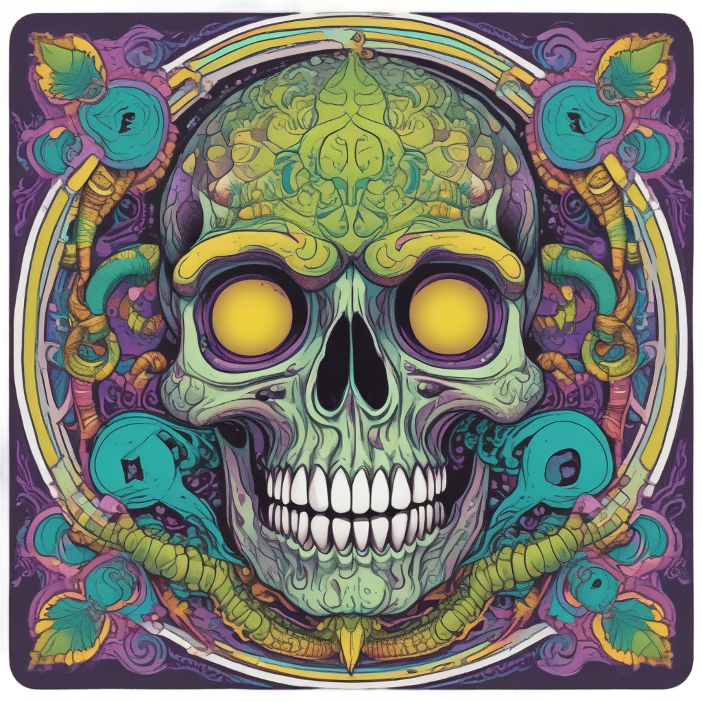Snake Coiled Skull — skull & crossbones stickers