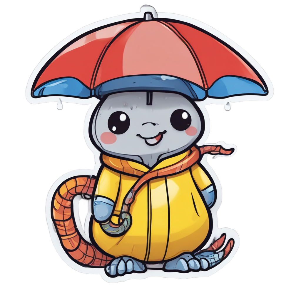 Snake in Raincoat — fine-line flash stickers