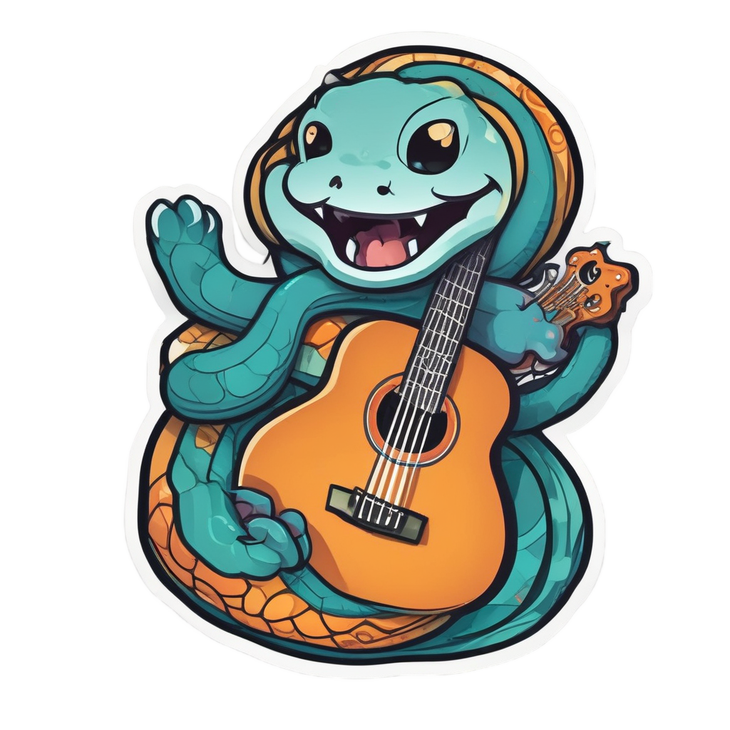 Snake Playing Guitar — music stickers