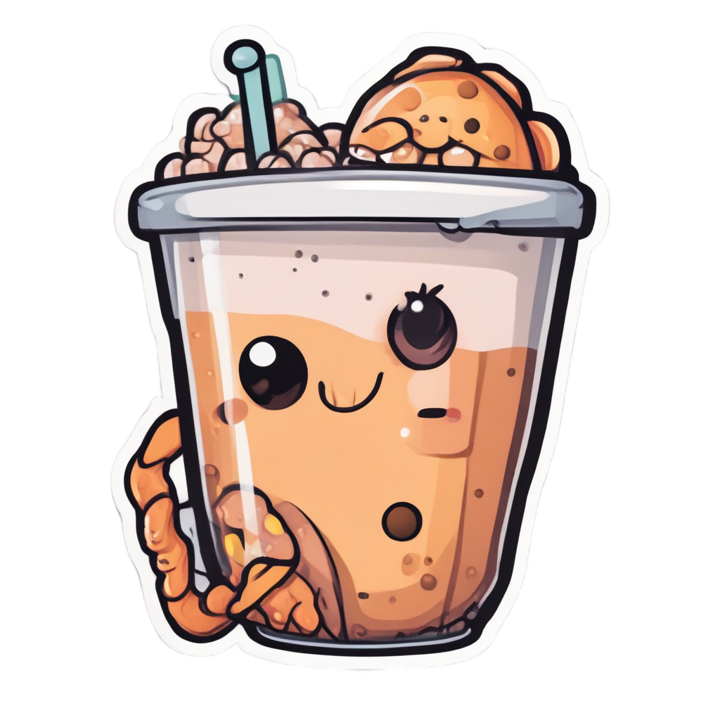 Snake with Bubble Tea — fine-line flash stickers