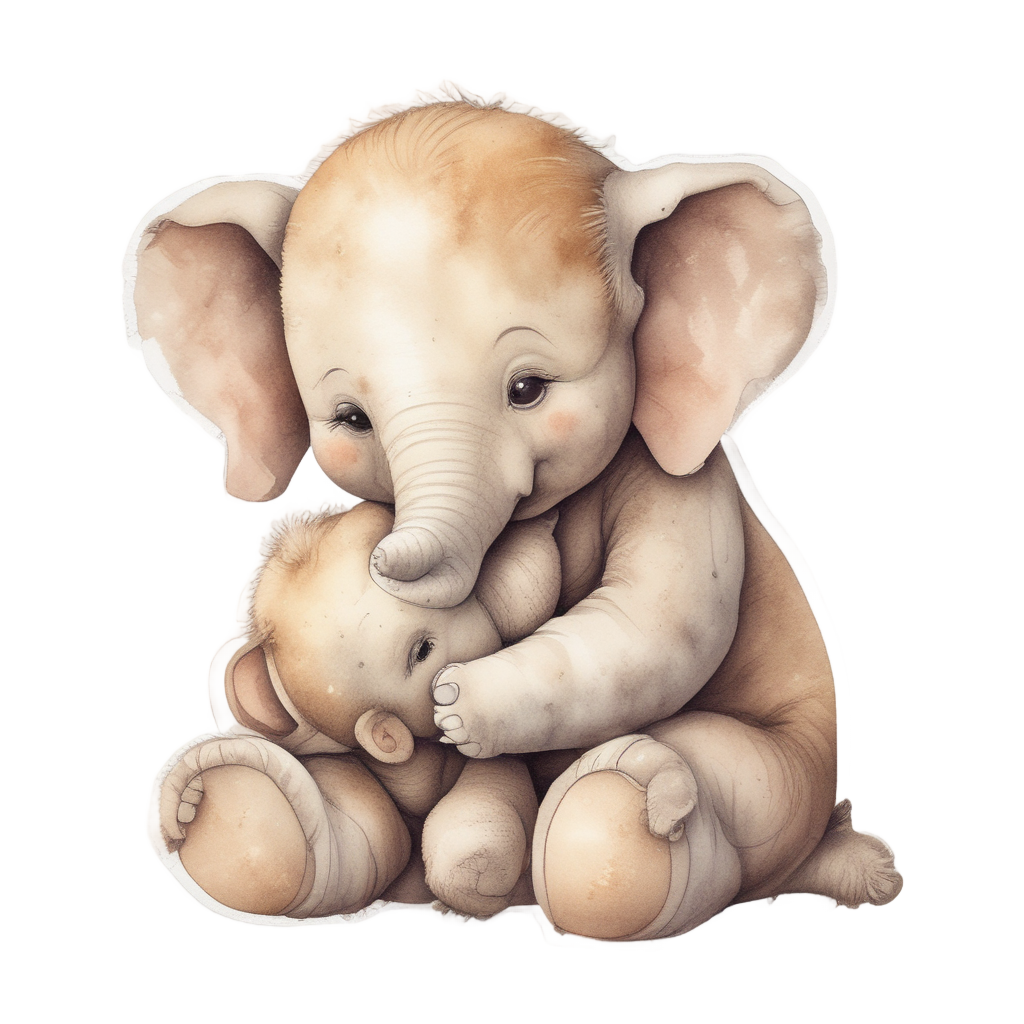 Snuggled with Teddy Bear — safari nursery stickers
