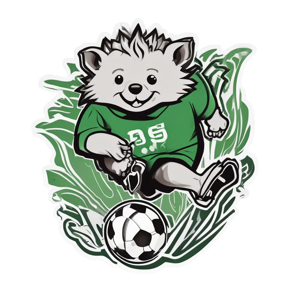 Soccer Hedgehog Scoring Goal — woodland nursery stickers