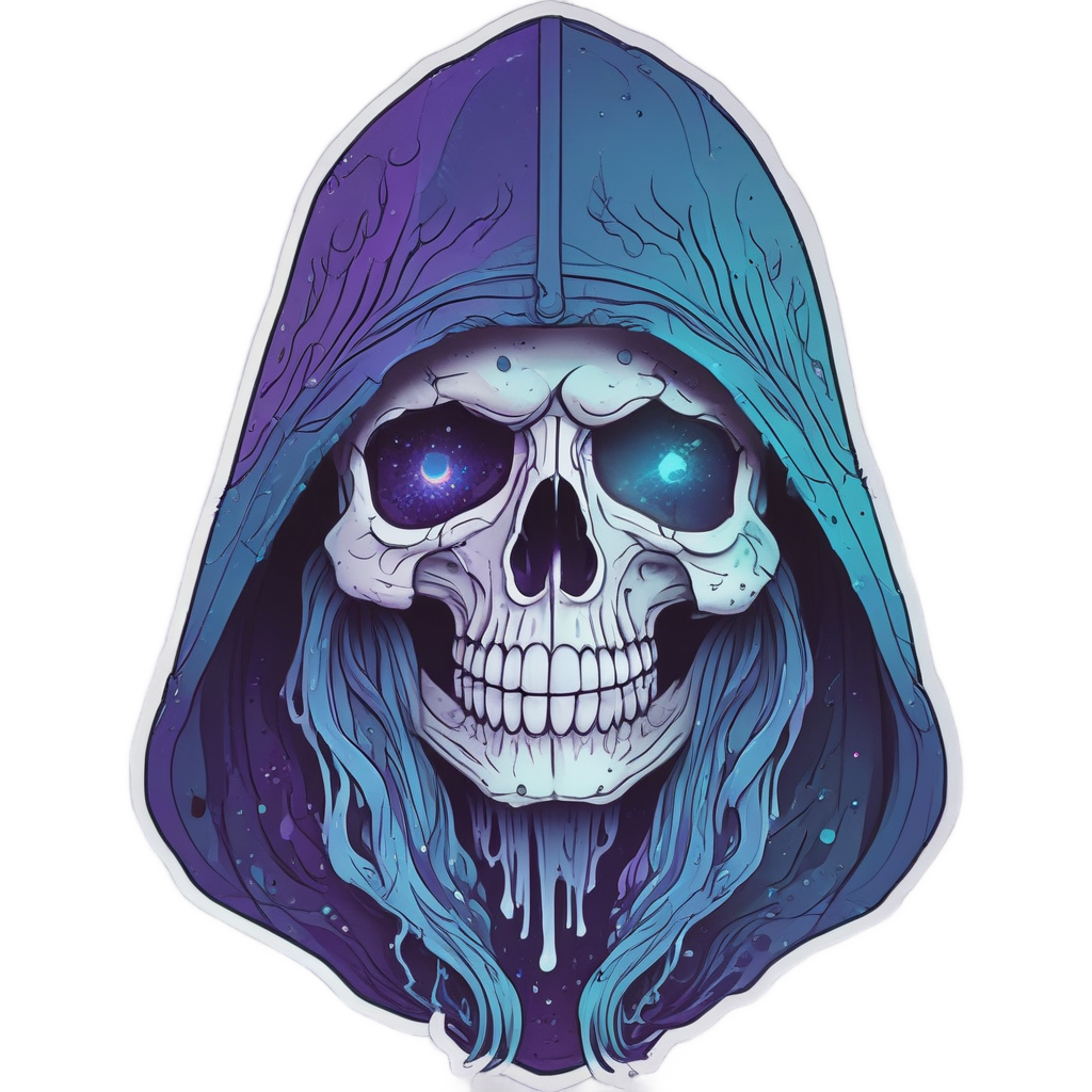Sorrowful Skull in Rain — reaper skull stickers
