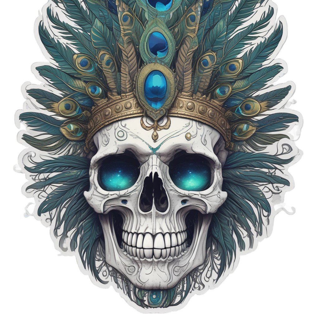Soulful Feathered Gaze — boho skull stickers