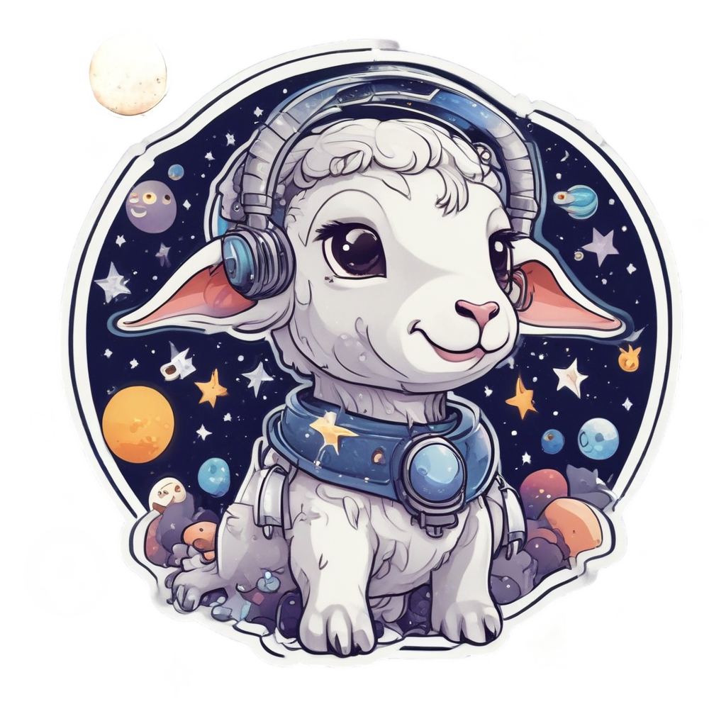Space Goat with Helmet — farm animals stickers