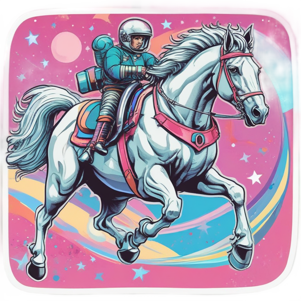 Space Horse Rocket — farm animals stickers