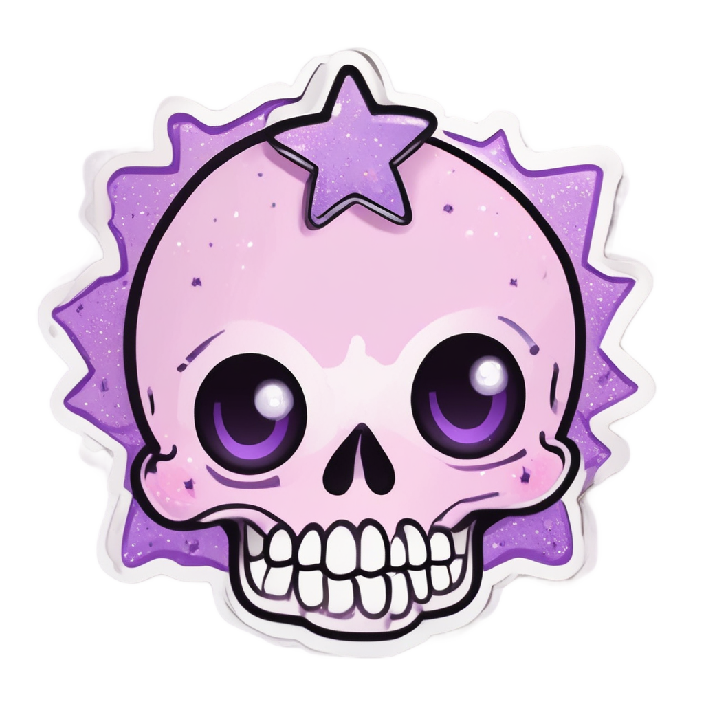 Sparkle Wink Star Skull — cute skull stickers